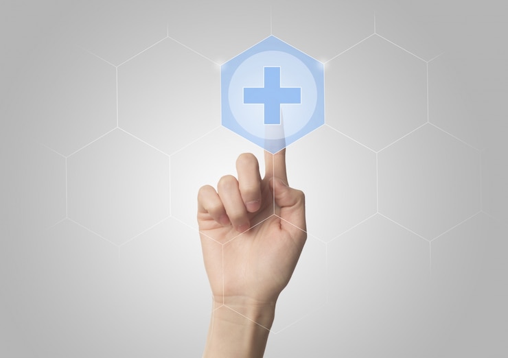 Free Photo close-up of finger pressing a virtual button
