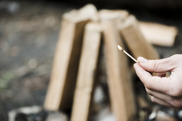 Close-up fired matches