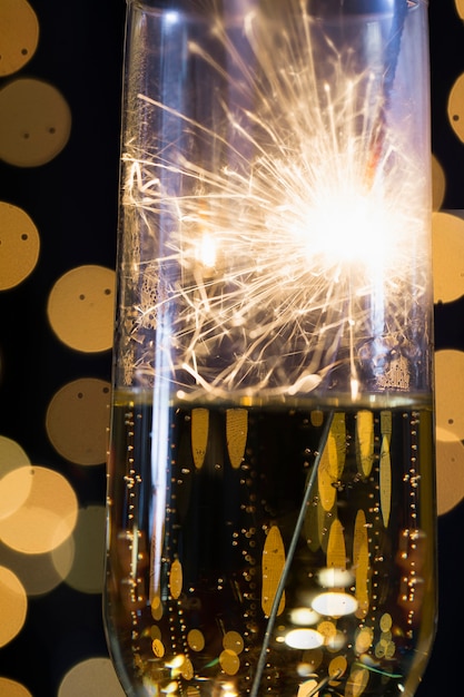 Close-up firework light seen through glass