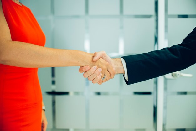 Close-up of a firm handshake