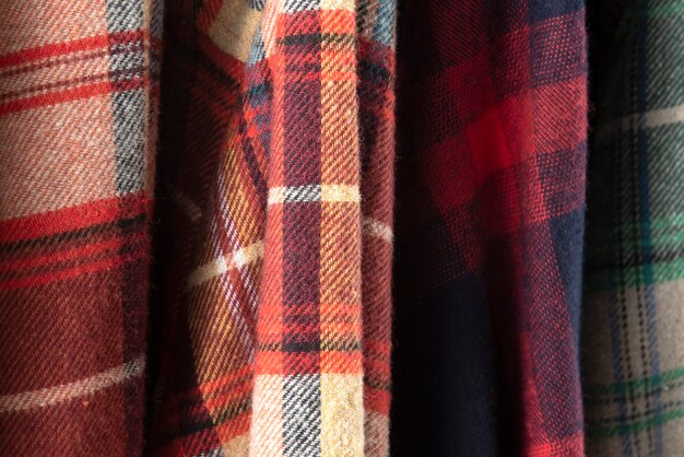 Close up on flannel shirt detail