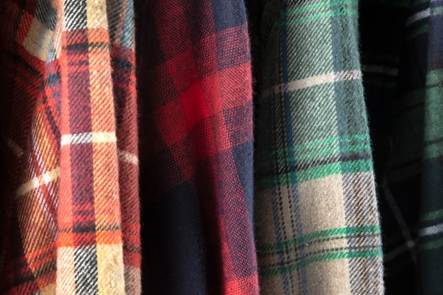 Close up on flannel shirt detail