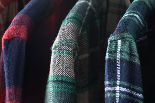 Close up on flannel shirt detail