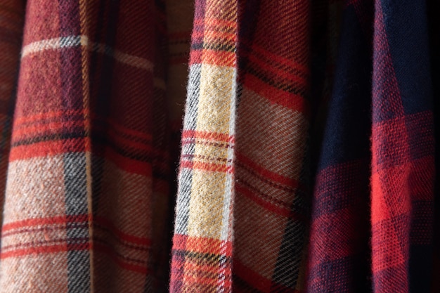 Close up on flannel shirt detail