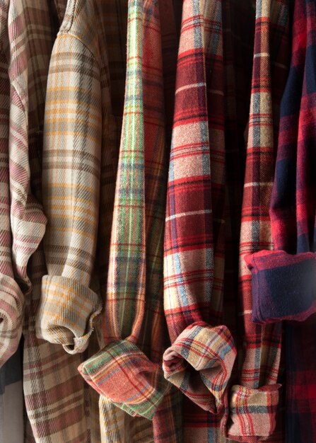 close up on flannel shirt detail