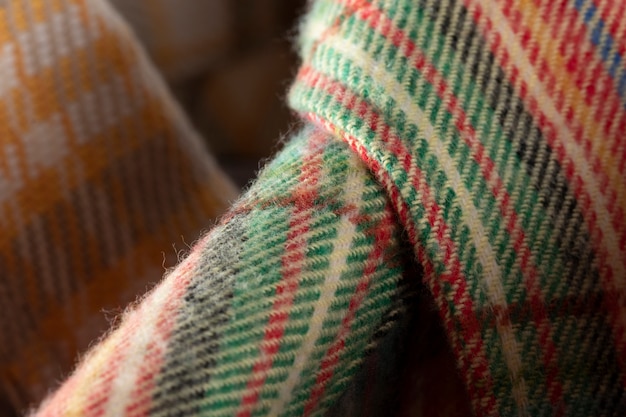 Close up on flannel shirt detail