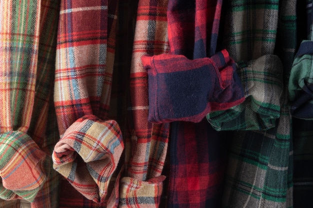 Close up on flannel shirt detail