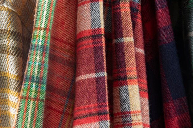 Close up on flannel shirt detail