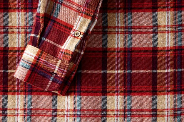 Close up on flannel shirt detail