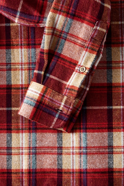 Close up on flannel shirt detail