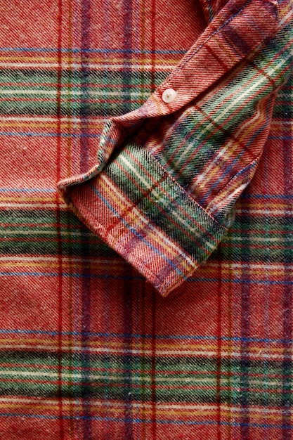 Close up on flannel shirt detail