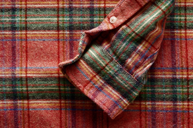 Close up on flannel shirt detail