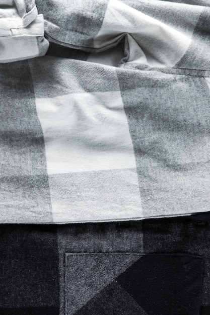 close up on flannel shirt detail