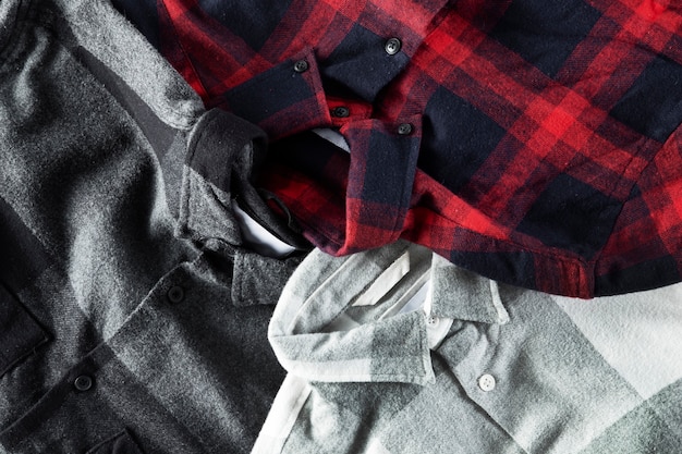 Close up on flannel shirt detail