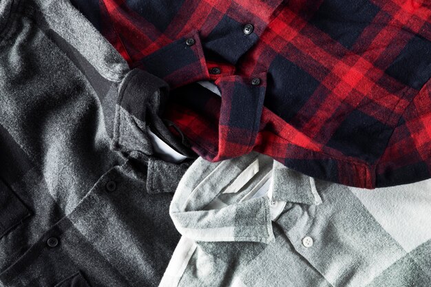 close up on flannel shirt detail