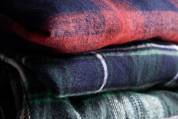 Close up on flannel shirt detail