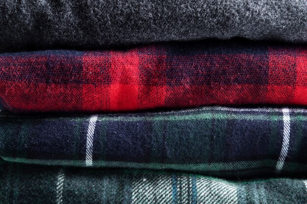 Close up on flannel shirt detail