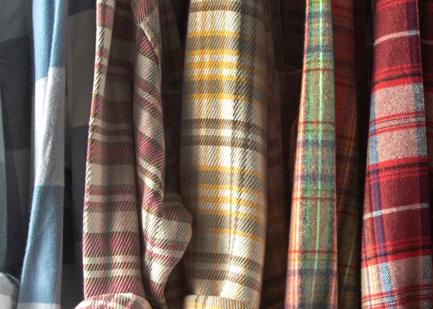 Close up on flannel shirt detail