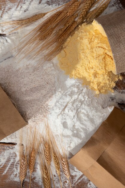 Close up on flour pile