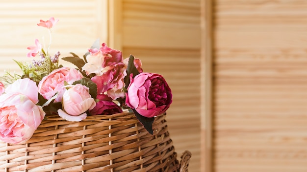 Close-up flower decoration in basket