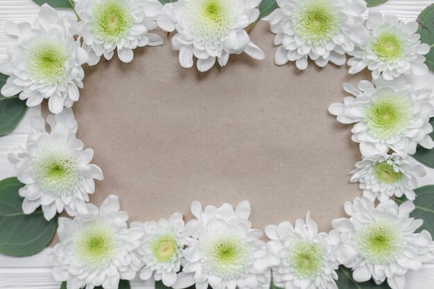 Close-up flowers around paper