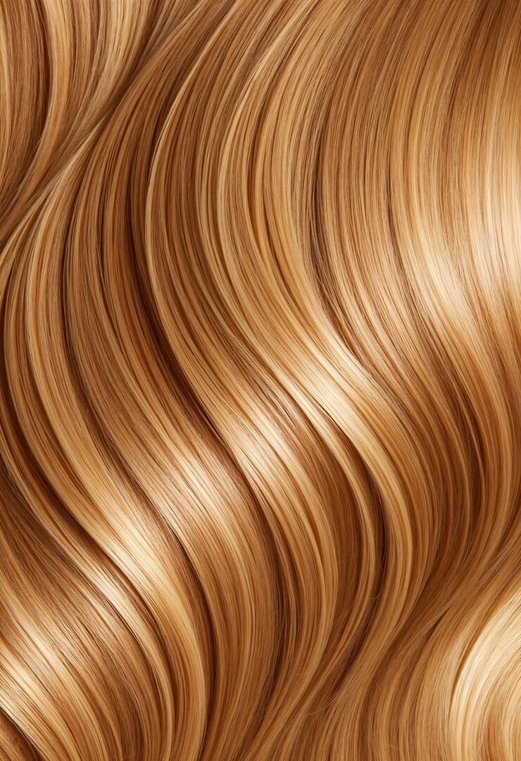 Free Photo close-up of flowing, wavy golden blonde hair