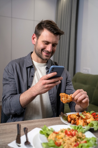 Close up on food lover eating