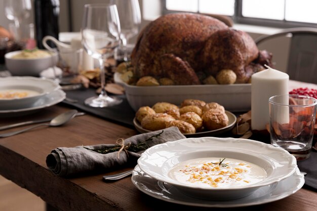 Close-up food preparations for thanksgiving day