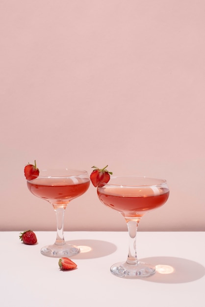 Close up on foods cocktails in tall glass