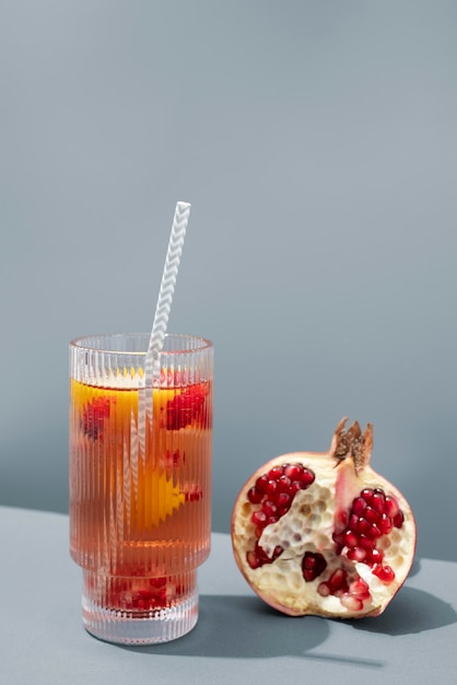 Close up on foods cocktails in tall glass