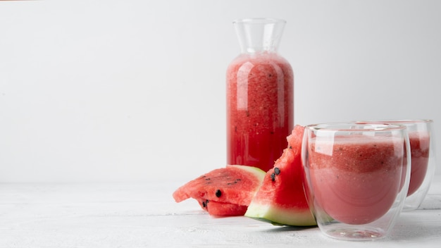 Close up on foods cocktails in tall glass