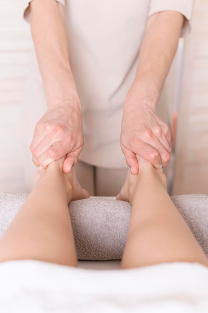 Close-up foot massage concept