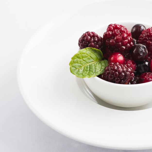 Close-up forest fruits in bowl