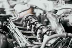 Free photo close up of four newly changed nozzles in car diesel engine