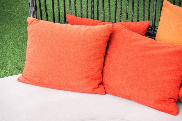 Close-up of four oranges cushions