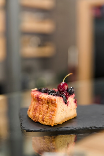 Close-up of fresh berry pastry