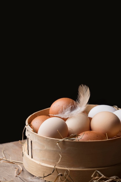 Close-up fresh chicken eggs