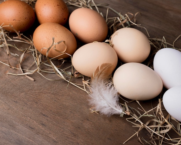 Close-up fresh chicken eggs