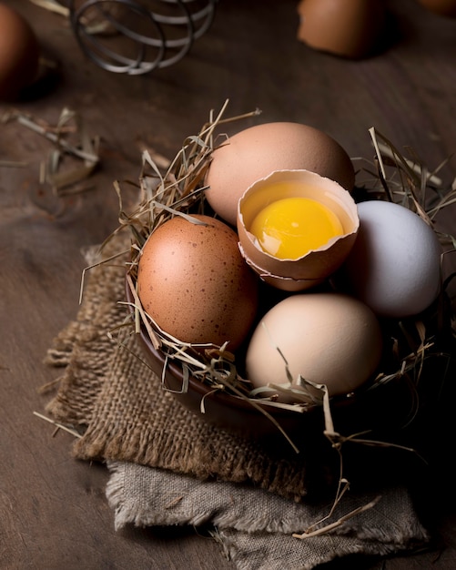 Close-up fresh chicken eggs