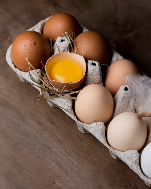 Close-up fresh chicken eggs