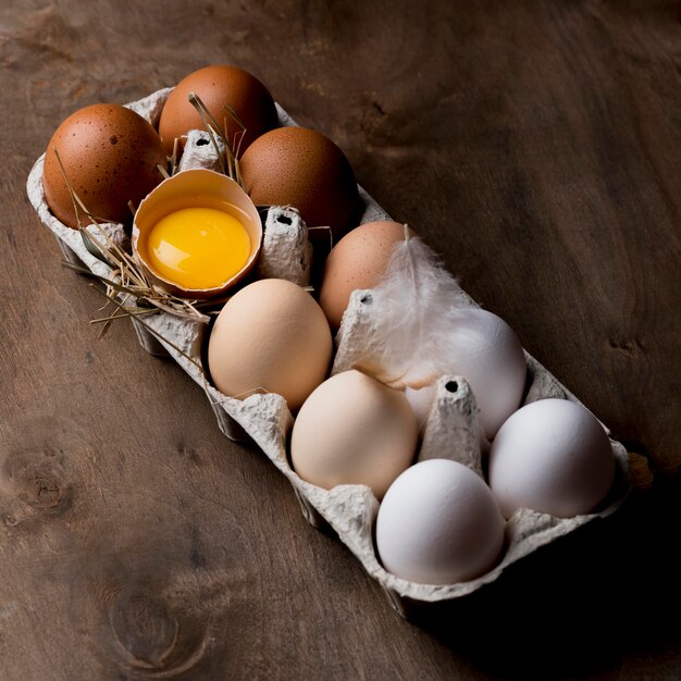 Close-up fresh chicken eggs