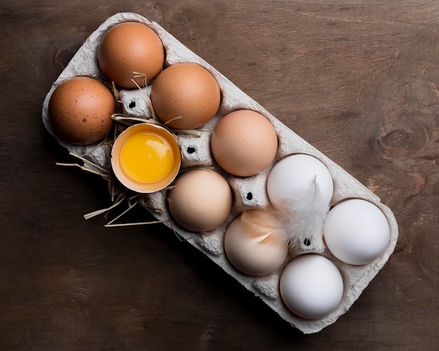 Close-up fresh chicken eggs