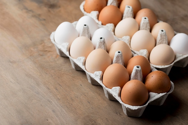 Close-up fresh chicken eggs