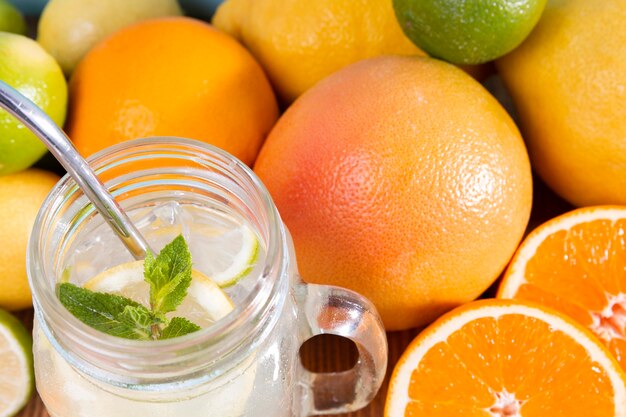 Free photo close-up fresh citrus drink