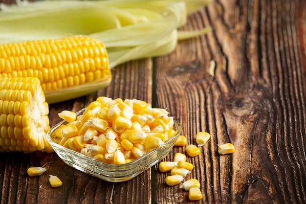 Close up on fresh corn ready to eat