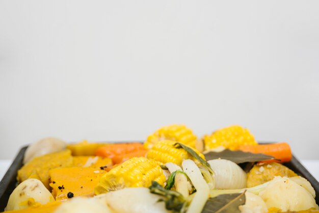 Close-up of fresh food in tray