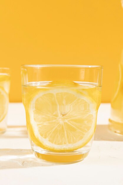 Close-up fresh glass of lemonade