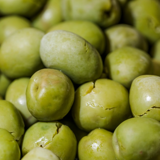 Close-up of fresh green olives