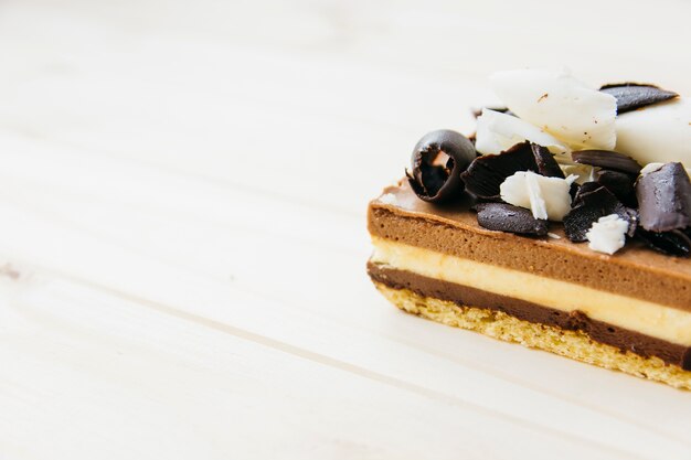 Close-up of fresh pastry on wooden surface