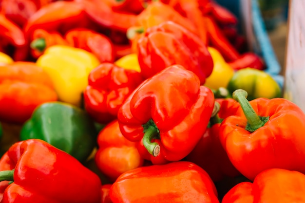 Close-up of fresh red bell peppers